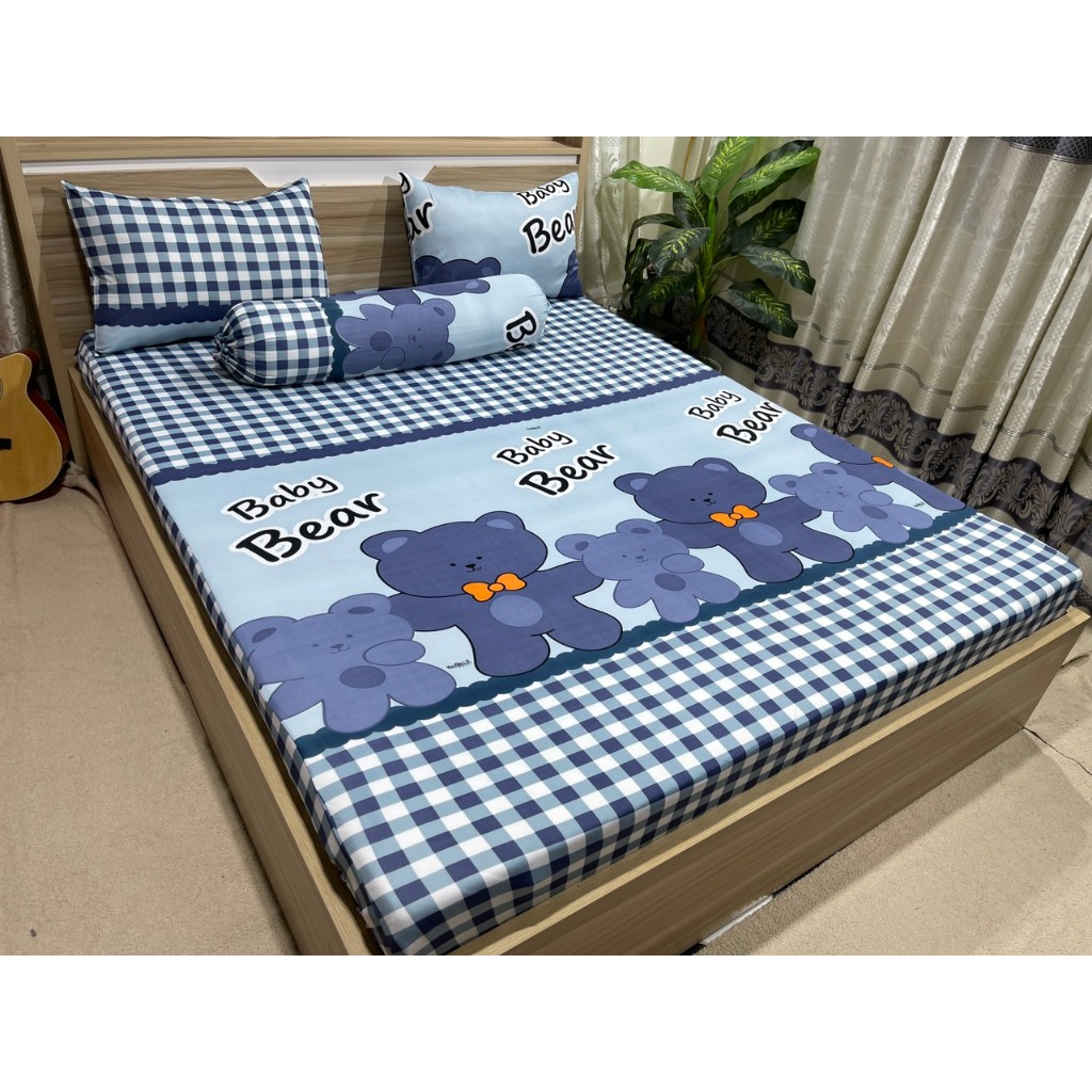 Bộ ga thun lạnh hàn quốc, mẫu Khủng Long đủ màu, gồm 1 ga, 2 nằm, 1 vỏ ôm, không xù không nhăn, co giãn 2 chiều
