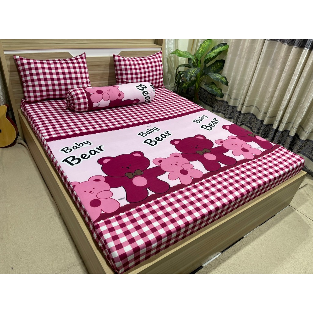 Bộ ga thun lạnh hàn quốc, mẫu Khủng Long đủ màu, gồm 1 ga, 2 nằm, 1 vỏ ôm, không xù không nhăn, co giãn 2 chiều