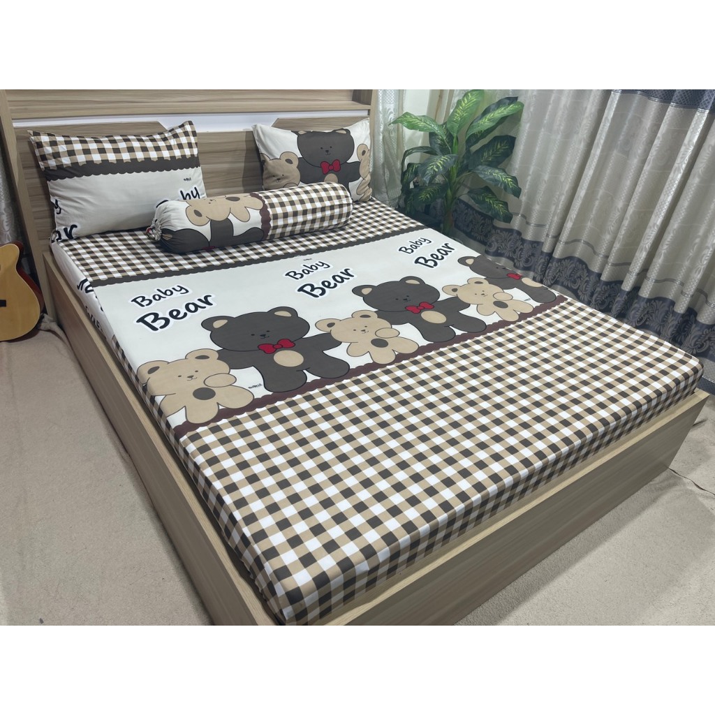 Bộ ga thun lạnh hàn quốc, mẫu Khủng Long đủ màu, gồm 1 ga, 2 nằm, 1 vỏ ôm, không xù không nhăn, co giãn 2 chiều