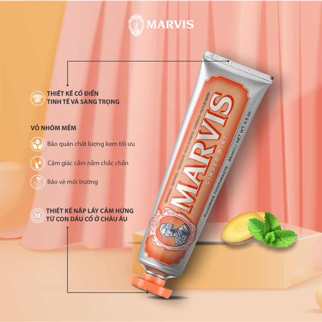 Ảnh Kem Đánh Răng MARVIS Ginger Mint 85ML Hương Vị Bạc Hà Kết Hợp Với Gừng Tươi - Marvis 3