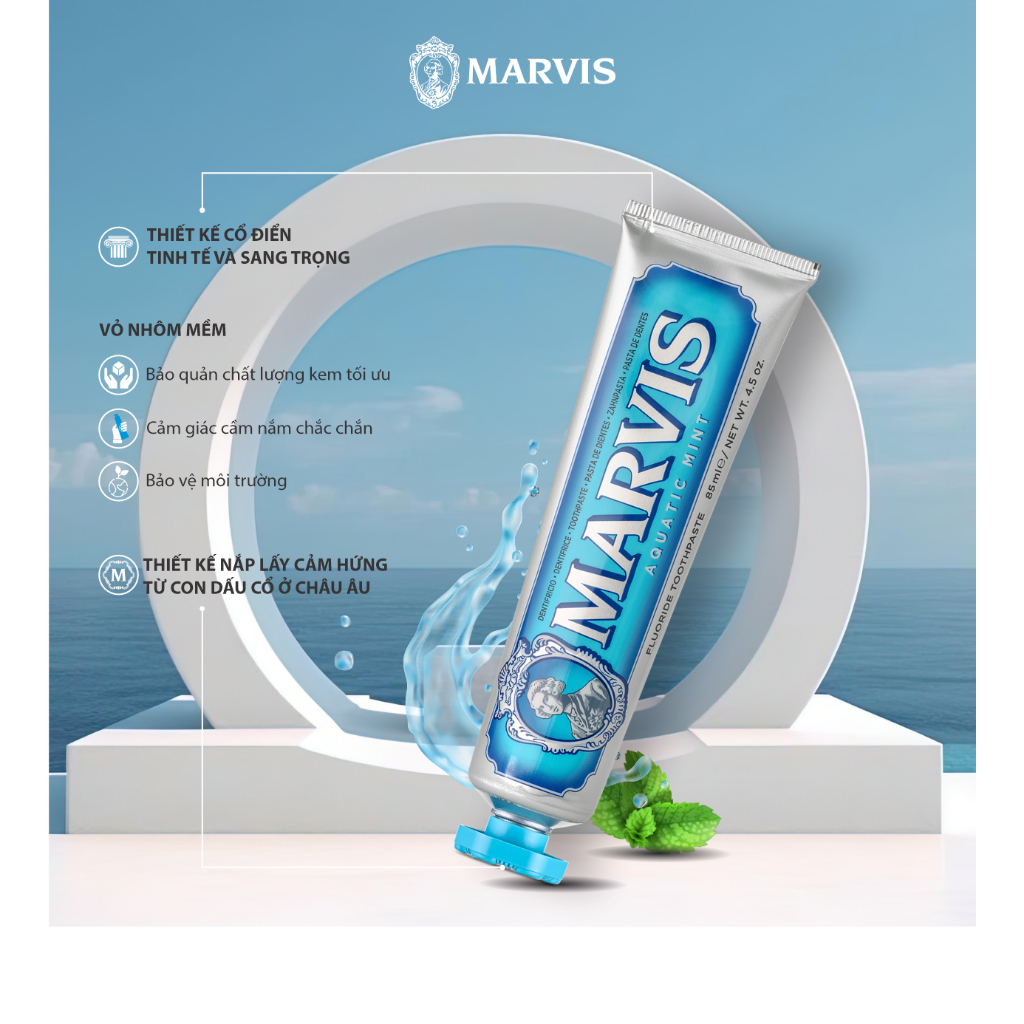 Ảnh Kem Đánh Răng MARVIS Aquatic Mint 85ML Hương Vị Dưa Gang Mát Lạnh - Marvis 3