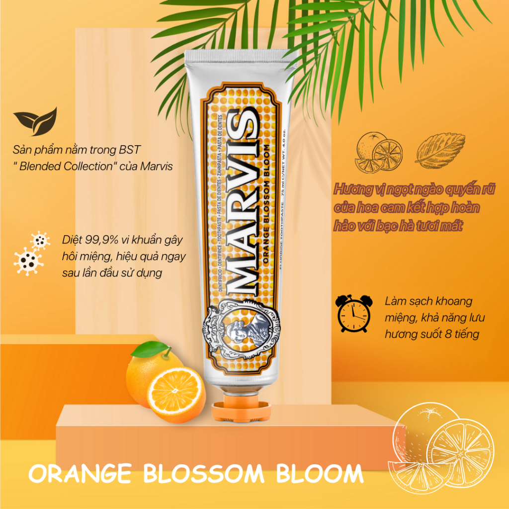 Ảnh Kem Đánh Răng MARVIS Orange Blossom 75ML Hương Vị Ngọt Ngào Quyến Rũ Của Hoa Cam - Marvis 2