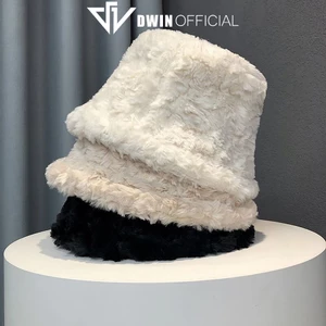 Mũ bucket lông cừu nữ Hàn Quốc DWIN tai bèo nón cụp len ulzzang đẹp mùa đông thời trang màu trắng, be, đen MU03A