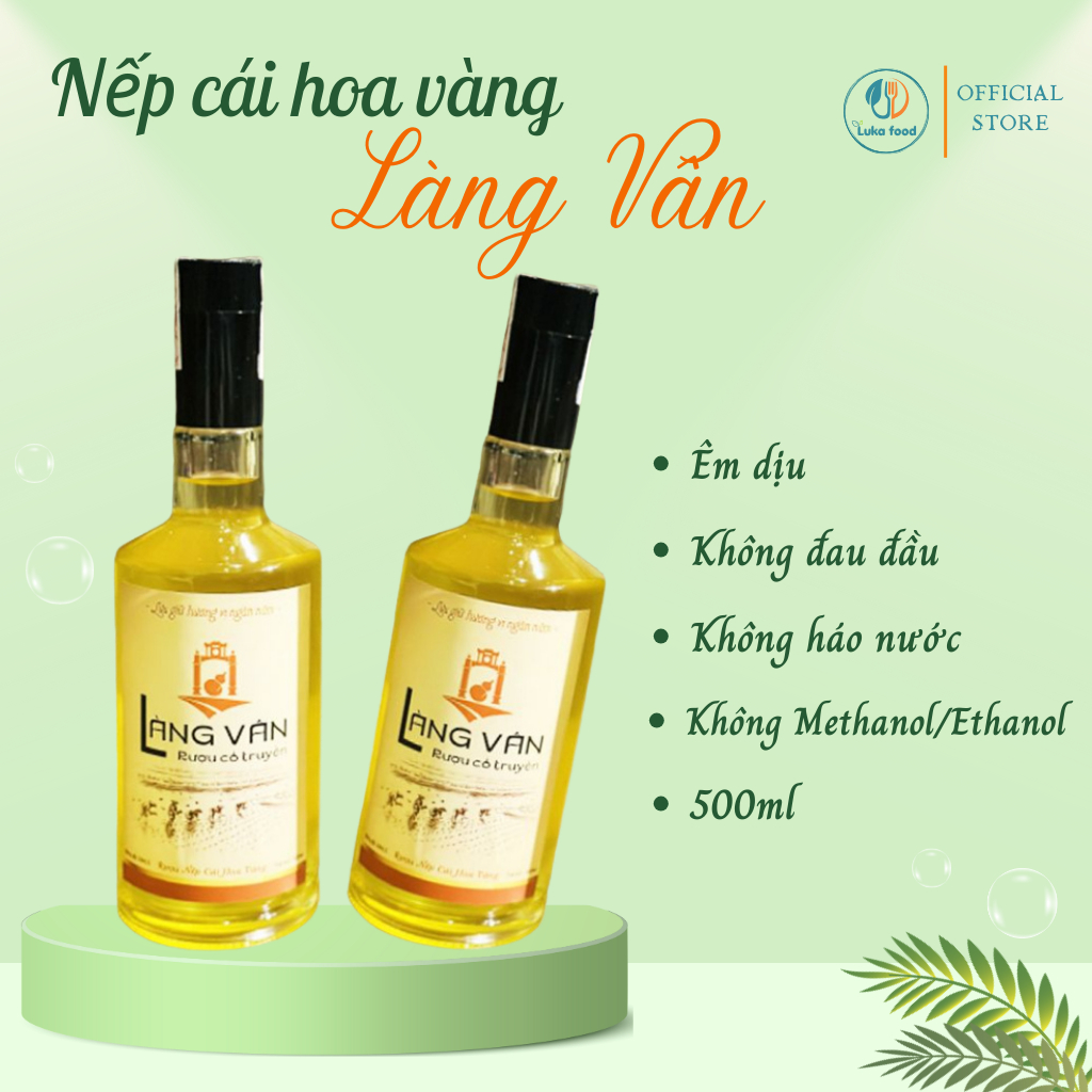 Nếp Cái Hoa Vàng Làng Vân Chính Hiệu Chai Lùn 500ml - Men Bắc 35 Vị Cổ Truyền Thơm Êm, Ngọt Hậu Luka Food