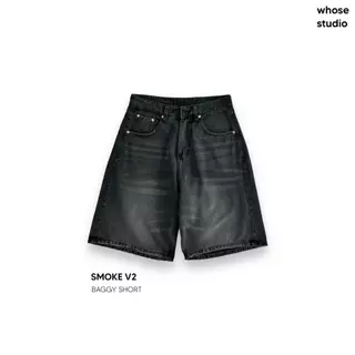 SMOKE V2 BAGGY SHORT - Quần short qua gối đen 1302