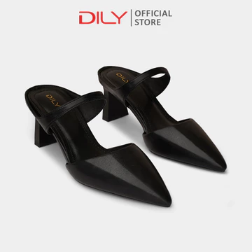 Guốc nữ cao gót DILY mũi nhọn basic, guốc sục nữ gót trụ hình học cao 6cm AA0454