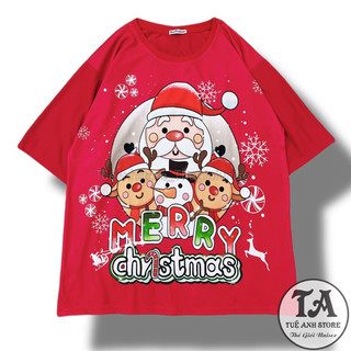 Áo Thun 3D Noel Tay Lỡ Merry Christmas Unisex From Rộng - Áo phông Giáng Sinh Nam Nữ Hàn Quốc dễ thương Freesize 38-65kg