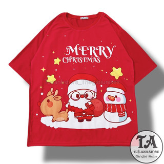 Áo Thun 3D Noel Tay Lỡ Merry Christmas Unisex From Rộng - Áo phông Giáng Sinh Nam Nữ Hàn Quốc dễ thương Freesize 38-65kg