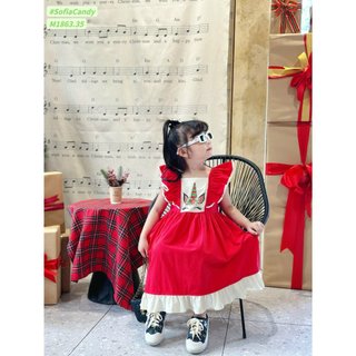 (Ảnh thật) Đầm loại 1 bé gái. Đầm đỏ Pony siêu cấp bé gái mặc Noel/ Tết mẫu mới nhất 10-40kg