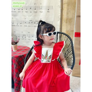 (Ảnh thật) Đầm loại 1 bé gái. Đầm đỏ Pony siêu cấp bé gái mặc Noel/ Tết mẫu mới nhất 10-40kg