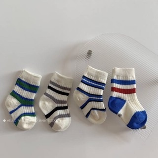 Tất Vớ Cho Bé-Vớ Cotton Mềm Mại Kẻ Sọc Cổ Ngắn Kiểu Dáng Hàn Quốc Cho Bé Trai-Gái 0-8 tuổi(Tất 4)