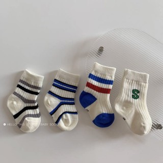 Tất Vớ Cho Bé-Vớ Cotton Mềm Mại Kẻ Sọc Cổ Ngắn Kiểu Dáng Hàn Quốc Cho Bé Trai-Gái 0-8 tuổi(Tất 4)