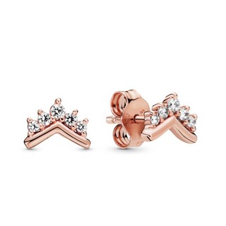 Khuyên tai bạc nữ LAMY Tiara Wishbone Stud Cubic Zirconia Earrings Rose Gold 3117