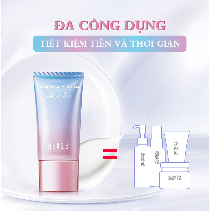 Kem lười đa năng HEXZE  dạng tuýp 50g, kem dưỡng cấp ẩm, sáng da, nâng tone da, che khuyết điểm