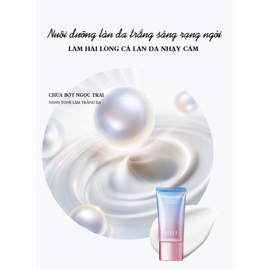 Kem lười đa năng HEXZE  dạng tuýp 50g, kem dưỡng cấp ẩm, sáng da, nâng tone da, che khuyết điểm