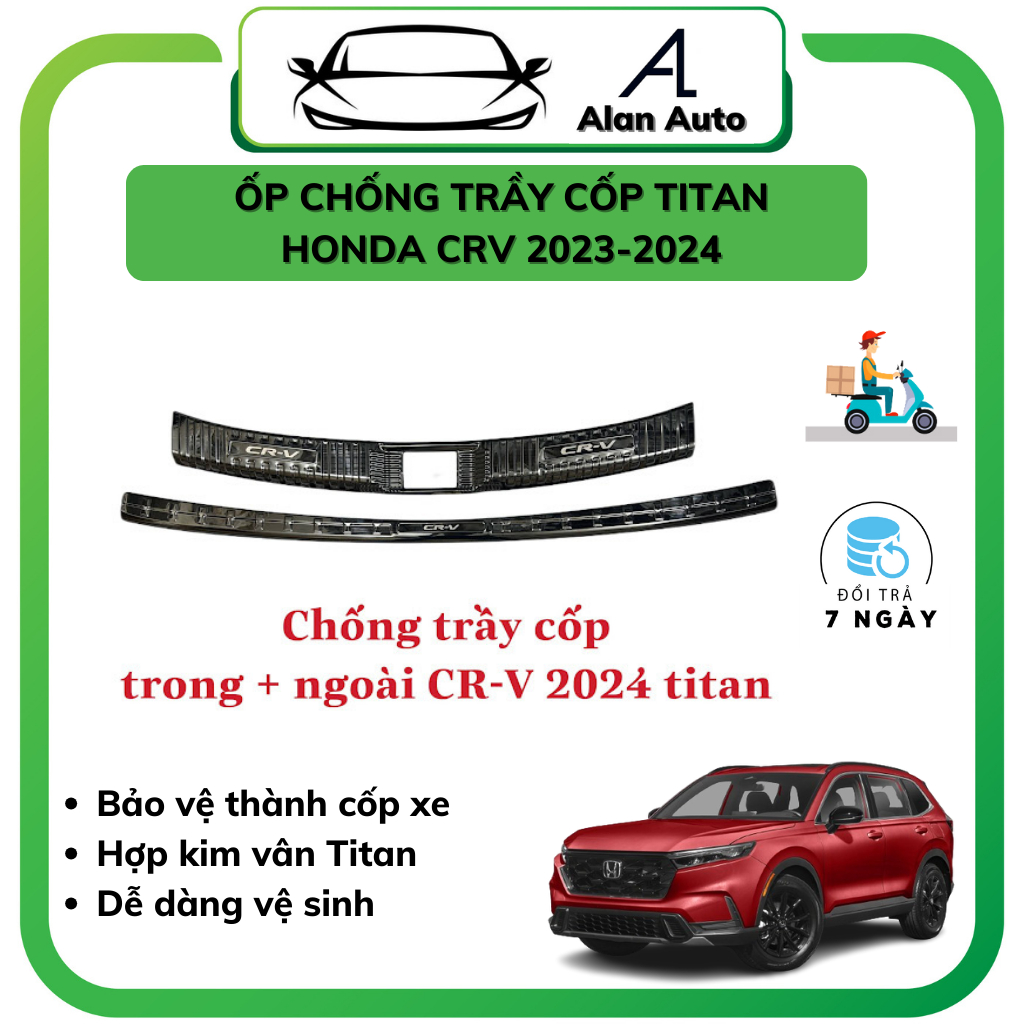 Ốp chống trầy cốp xe Honda Crv 2023-2024, Mẫu hợp kim Titan,Chống xước, chống trượt hiệu quả