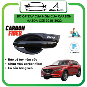 Ốp carbon tay nắm cửa, hõm cửa xe Mazda Cx5 2020-2022, Chất liệu Nhựa carbon ABS cao cấp