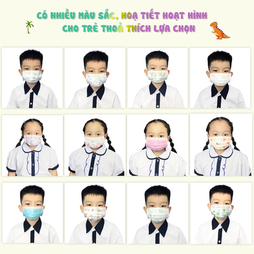 Combo 10 khẩu trang trẻ em Ny Kids Mask Như Ý cao cấp không xù lông, không bí thở, không đau tai