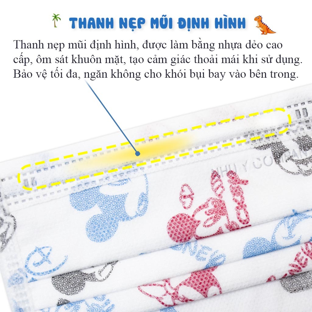 Combo 10 khẩu trang trẻ em Ny Kids Mask Như Ý cao cấp không xù lông, không bí thở, không đau tai