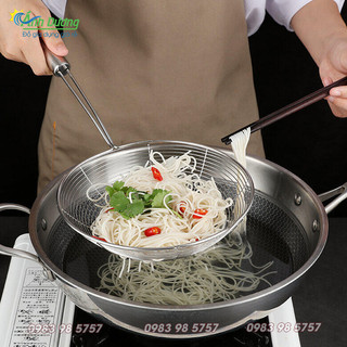 Vợt lưới Inox, vợt chiên ráo dầu dùng để vớt đồ chiên, rán, luộc, vợt lẩu, trụng mì, hủ ti