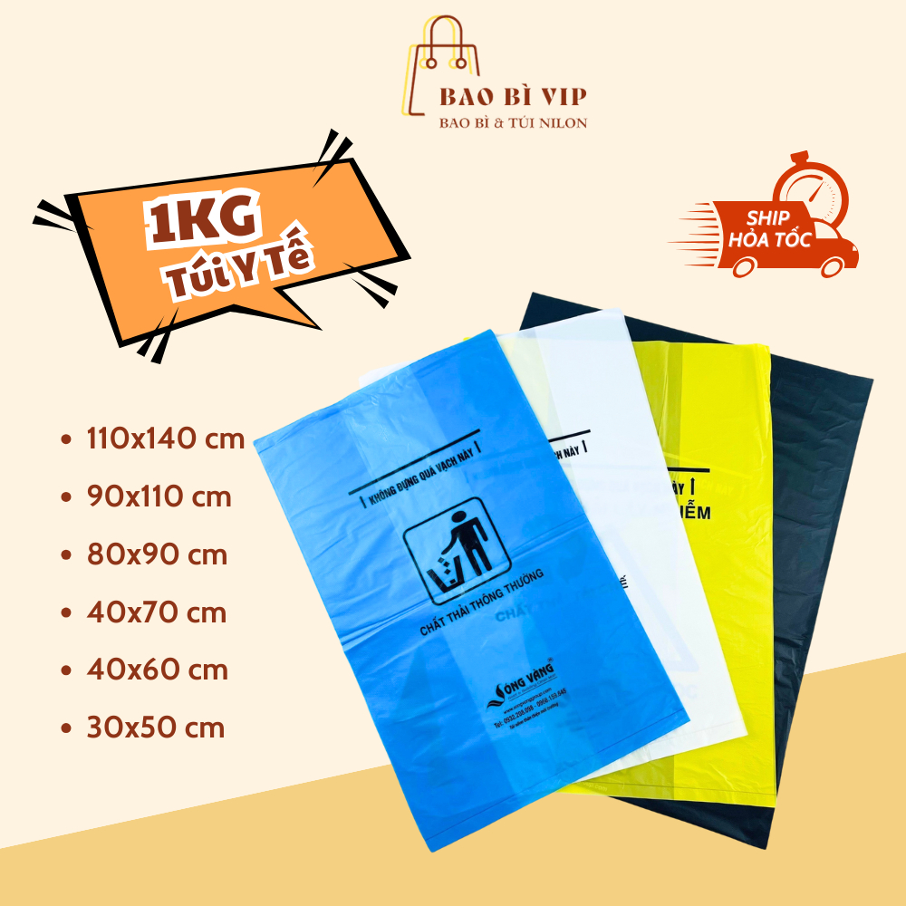Túi rác y tế không quai, 1Kg/ bịch bao đựng rác thải y tế xanh vàng đen ...
