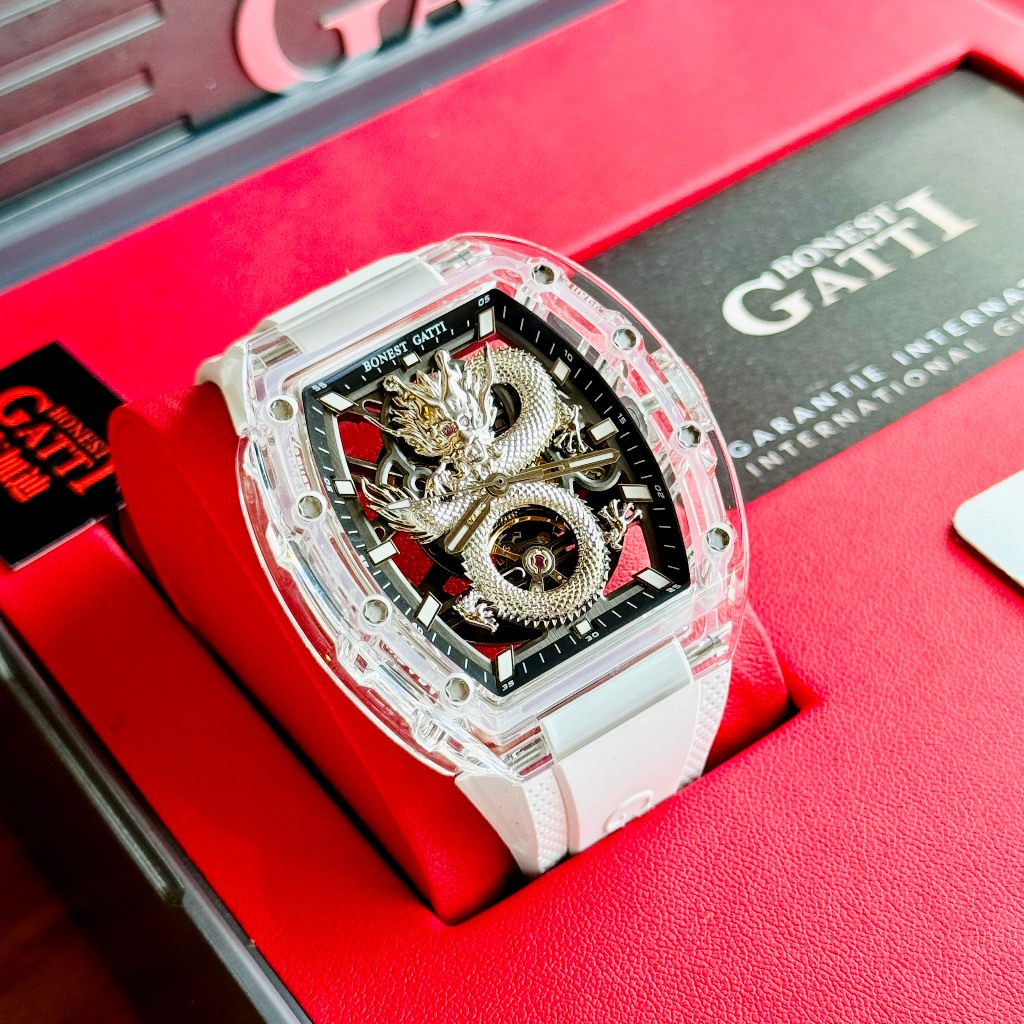 Đồng hồ cơ Dragon Viền Acrylic Trong Suốt Máy Cơ Automatic Size 45mm Lộ ...