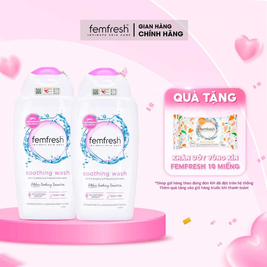 Ảnh Dung Dịch Vệ Sinh Phụ Nữ Femfresh Soothing Wash -Hỗ Trợ Các Vấn Đề Về Da 250ml TẶNG Quà Siêu Xinh 1