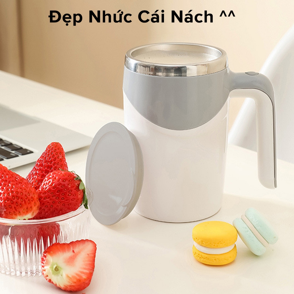 Ảnh Cốc Tự Khuấy Tự Động 380ml Giữ Nhiệt Cốc Pha Cà Phê Sữa Hoa Quả Cốc Khuấy Điện Bằng Thép Không Gỉ Chính Hãng Amalife 2