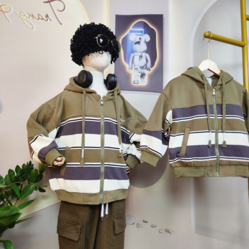 Áo khoác hoodie KẺ RÊU cho bé hàng QCCC size từ 18-43kg( cao dưới 1m43)