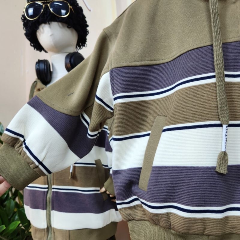 Áo khoác hoodie KẺ RÊU cho bé hàng QCCC size từ 18-43kg( cao dưới 1m43)