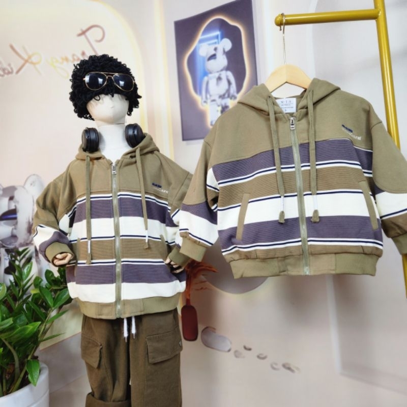 Áo khoác hoodie KẺ RÊU cho bé hàng QCCC size từ 18-43kg( cao dưới 1m43)