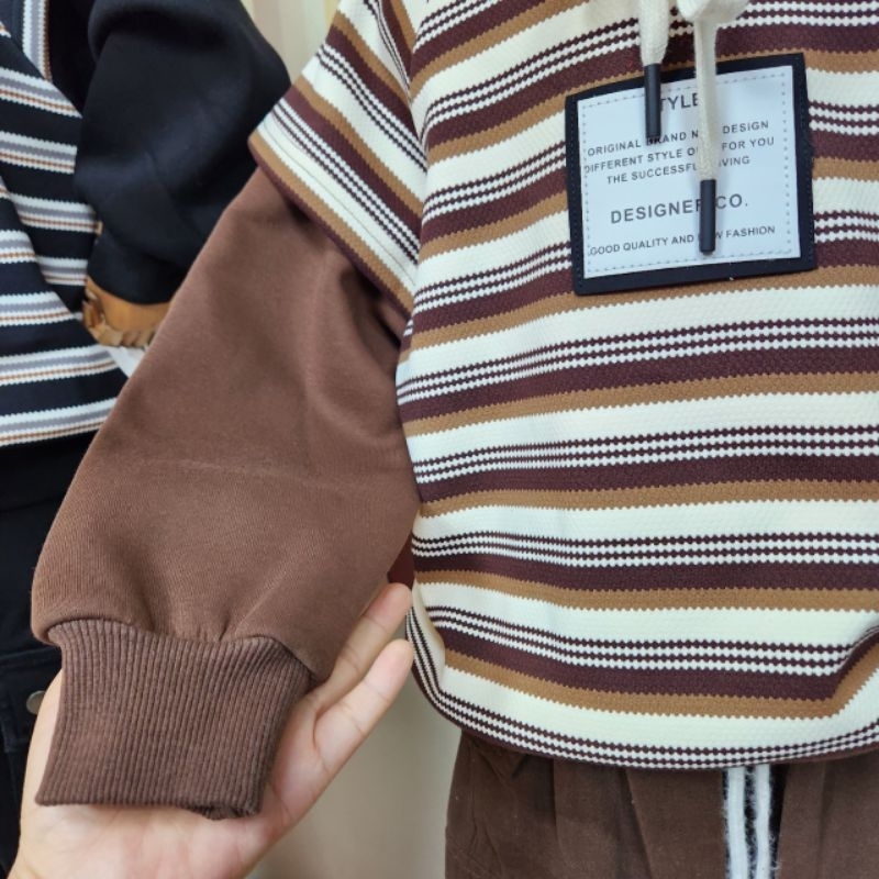 Áo nỉ hoodie LÓT LÔNG KẺ  cho bé hàng QCCC size từ 20-45kg ( cao dưới 1m45)