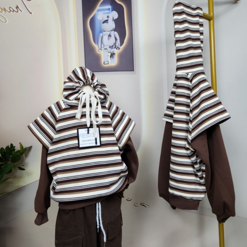 Áo nỉ hoodie LÓT LÔNG KẺ  cho bé hàng QCCC size từ 20-45kg ( cao dưới 1m45)