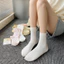Sét 5 Đôi Tất Cổ Cao, Vớ Vải Cotton Trơn Mềm , 3 Màu Cổ Bo Chun Siêu Co Giãn tt45 { u108 }