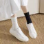 Sét 5 Đôi Tất Cổ Cao, Vớ Vải Cotton Trơn Mềm , 3 Màu Cổ Bo Chun Siêu Co Giãn tt45 { u108 }