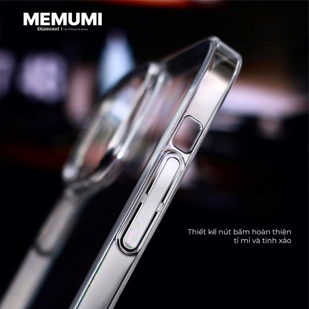 Ốp lưng Memumi trong cứng đính đá không ố màu cho iPhone  12 Pro Max/13/13pro/13 Pro Max/14pro/14 Pro Max