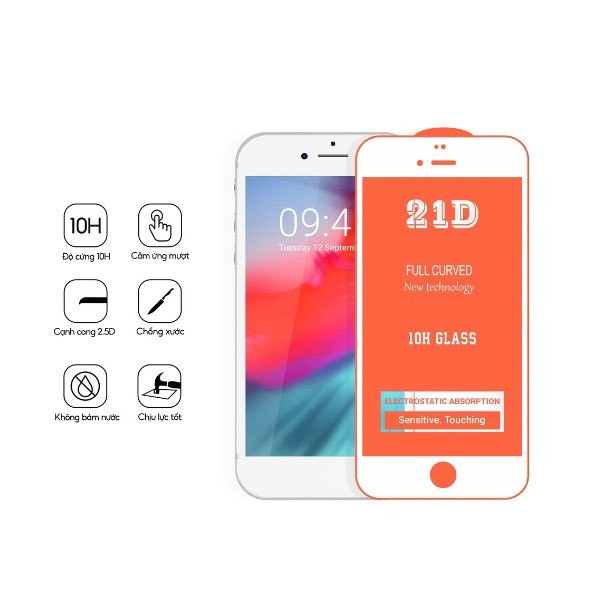 Kính cường lực 21D full màn cho ip 7plus/8plus/x/xs/xsmax/11/12/13/14/15/16/17/plus/pro/promax/air