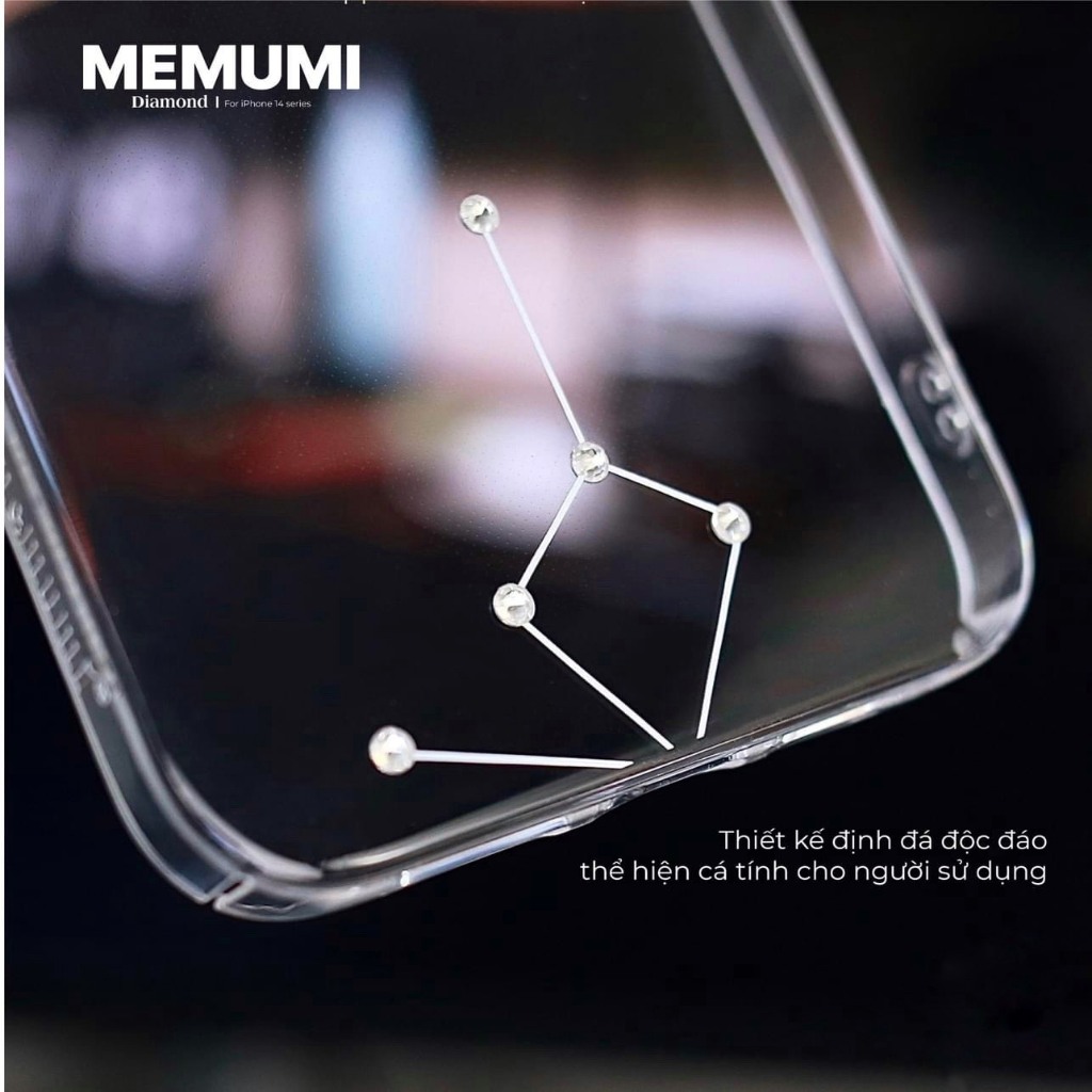 Ốp lưng Memumi trong cứng đính đá không ố màu cho iPhone  12 Pro Max/13/13pro/13 Pro Max/14pro/14 Pro Max