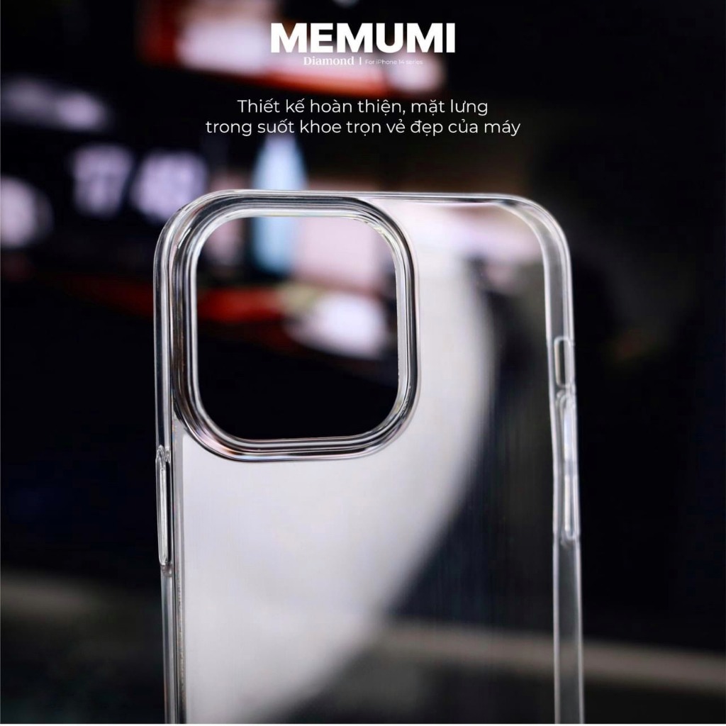 Ốp lưng Memumi trong cứng đính đá không ố màu cho iPhone  12 Pro Max/13/13pro/13 Pro Max/14pro/14 Pro Max