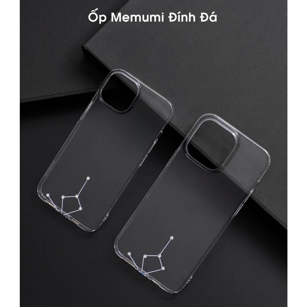 Ốp lưng Memumi trong cứng đính đá không ố màu cho iPhone  12 Pro Max/13/13pro/13 Pro Max/14pro/14 Pro Max