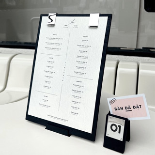 Bảng Menu Gỗ ADOR Khắc Logo Kim Loại Theo Yêu Cầu [ĐỌC MÔ TẢ], Kẹp Menu Bằng Gỗ, Bảng Gỗ Menu Có Chân Đứng