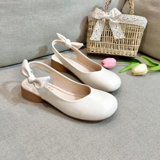 (Lùi 1 size) Giày búp bê mũi tròn 3p dây nơ sau điệu đà
