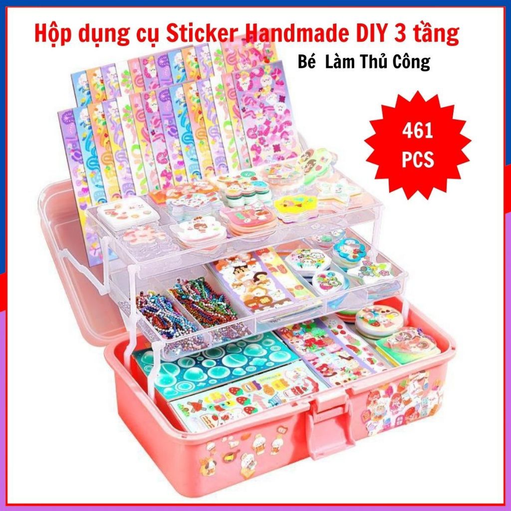 Hộp Dụng Cụ Sticker Handmade Diy 3 Tầng Đồ Chơi Cho Bé Làm Thủ Công Cực ...