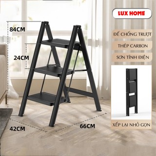 Thang gấp gọn thông minh đa năng cho gia đình, thang gấp 2 3 4 tầng chịu tải 150kg, chất liệu thép carbon dày dặn