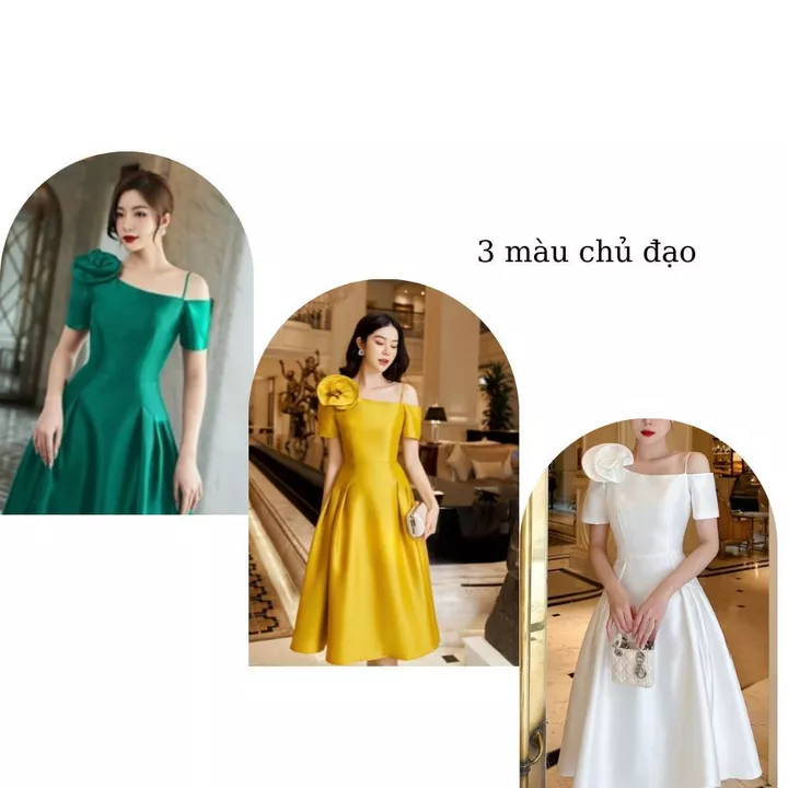 Đầm dự tiệc sang chảnh váy dự tiệc bigsize váy thiết kế cao cấp N159 tại xưởng sỉ Ner.vn màu vàng trắng hoa làm thủcông