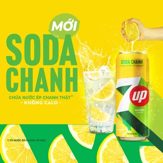 [SALE 15.7] Thùng 24 Lon Nước Uống Có Gaz 7UP Soda Chanh Không Calo, Không Đường (320ml/lon)