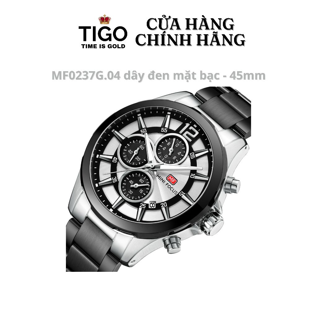 Đồng Hồ Nam MINI FOCUS MF0237G.04 Dây Thép Đen Mặt Bạc Thép Không Gỉ ...