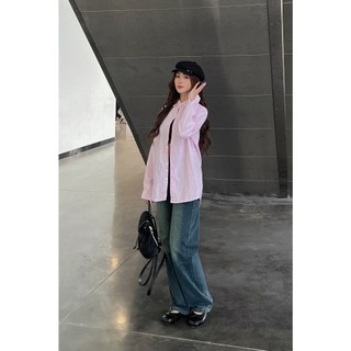 Áo sơ mi kẻ unisex form rộng thêu chữ S - 247store - Somike3071_P4K4