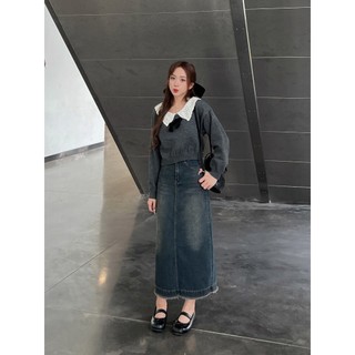 Chân váy jeans xẻ tà sau phong cách Hàn Quốc - 247store - CVtuarua8330_P13K2