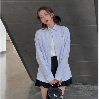 Áo sơ mi kẻ unisex form rộng thêu chữ S - 247store - Somike3071_P4K4